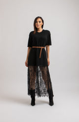 Abito lungo FEDERICA BI tricot e pizzo