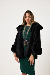 Giacca nera in ecopelliccia FEDERICA BI