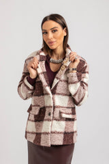 Giacca in simil lana cotta tartan FEDERICA BI