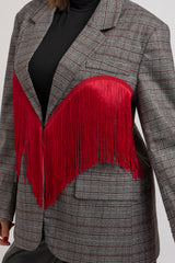 Blazer principe di Galles frange rosse FEDERICA BI