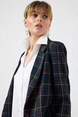 Blazer tartan blu notte FEDERICA BI