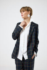 Blazer tartan blu notte FEDERICA BI