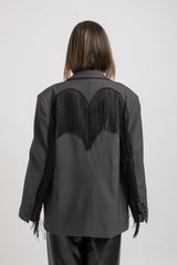 Blazer grigio gioiello e frange FEDERICA BI