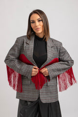 Blazer principe di Galles frange rosse FEDERICA BI