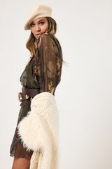 Abito in chiffon fantasia verde FEDERICA BI