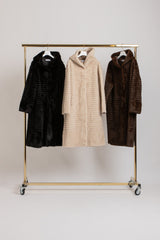Ecopelliccia beige con cappuccio FEDERICA BI