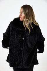 Giacca nera in ecopelliccia treccia FEDERICA BI