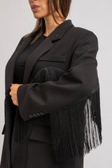 Blazer nero frange FEDERICA BI