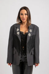 Blazer grigio gioiello e frange FEDERICA BI