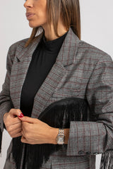 Blazer principe di Galles frange nere FEDERICA BI