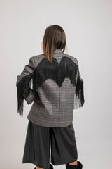 Blazer principe di Galles frange nere FEDERICA BI
