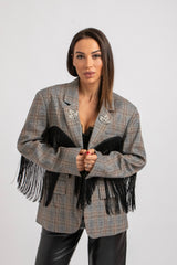 Blazer principe di Galles frange nere FEDERICA BI