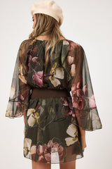 Abito in chiffon fantasia verde FEDERICA BI