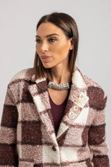 Giacca in simil lana cotta tartan FEDERICA BI