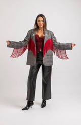 Blazer principe di Galles frange rosse FEDERICA BI