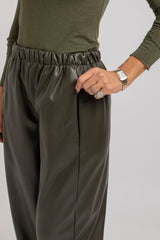 Pantalone in ecopelle verde militare FEDERICA BI