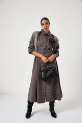 Abito a quadri spilla fiore FEDERICA BI