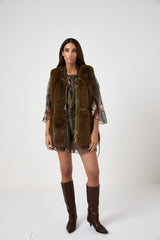 Abito in chiffon fantasia verde FEDERICA BI