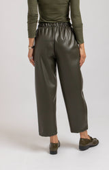 Pantalone in ecopelle verde militare FEDERICA BI