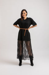Abito lungo FEDERICA BI tricot e pizzo