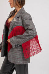 Blazer principe di Galles frange rosse FEDERICA BI