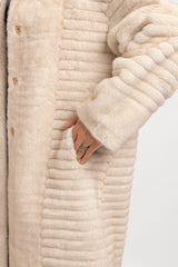 Ecopelliccia beige con cappuccio FEDERICA BI