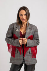 Blazer principe di Galles frange rosse FEDERICA BI