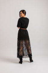 Abito lungo FEDERICA BI tricot e pizzo