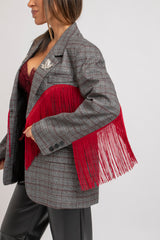 Blazer principe di Galles frange rosse FEDERICA BI