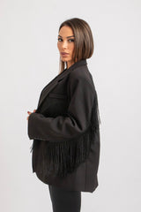 Blazer nero frange FEDERICA BI