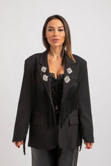 Blazer nero frange FEDERICA BI
