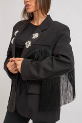 Blazer nero frange FEDERICA BI
