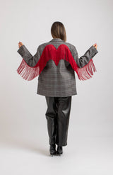 Blazer principe di Galles frange rosse FEDERICA BI