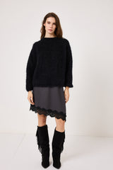 Abito in tela antracite e pizzo nero FEDERICA BI