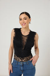 Body nero in pizzo nero FEDERICA BI