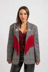 Blazer principe di Galles frange rosse FEDERICA BI