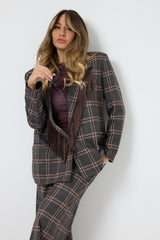 Blazer tartan grigio frange FEDERICA BI