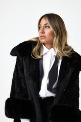 Giacca nera in ecopelliccia treccia FEDERICA BI