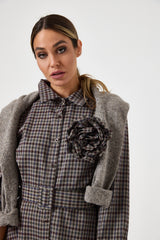 Abito a quadri spilla fiore FEDERICA BI