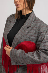 Blazer principe di Galles frange rosse FEDERICA BI
