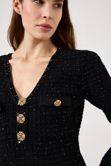 Abito elegante nero bottoni oro FEDERICA BI