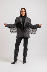 Blazer grigio frange FEDERICA BI