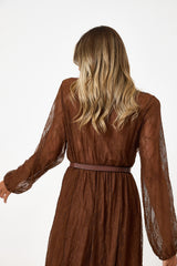 Abito lungo in pizzo tinta coccio FEDERICA BI