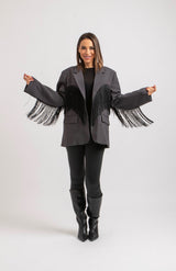 Blazer grigio frange FEDERICA BI