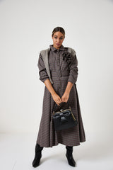 Abito a quadri spilla fiore FEDERICA BI