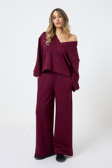 Completo tuta in punto Milano bordeaux FEDERICA BI