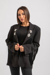 Blazer nero frange FEDERICA BI