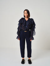 Pantalone in velluto blu navy FEDERICA BI