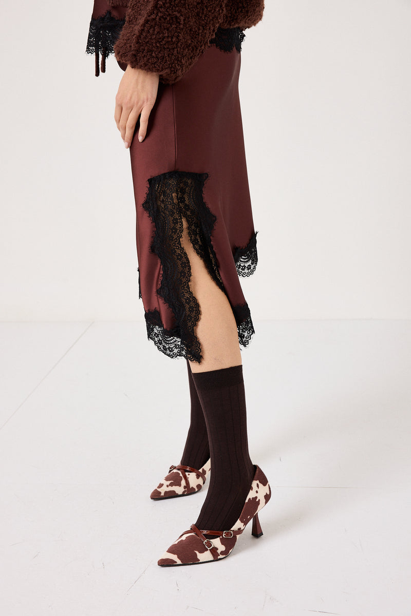 Gonna glace in viscosa e pizzo FEDERICA BI