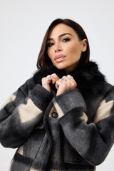 Giacca tartan grigio nero FEDERICA BI